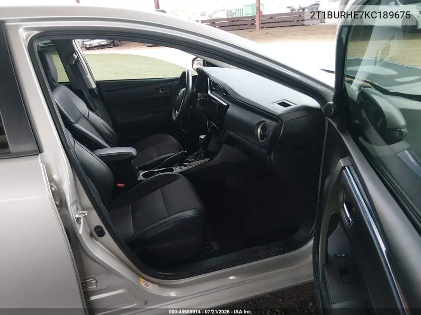 2019 Toyota Corolla Se VIN: 2T1BURHE7KC189675 Lot: 45685914