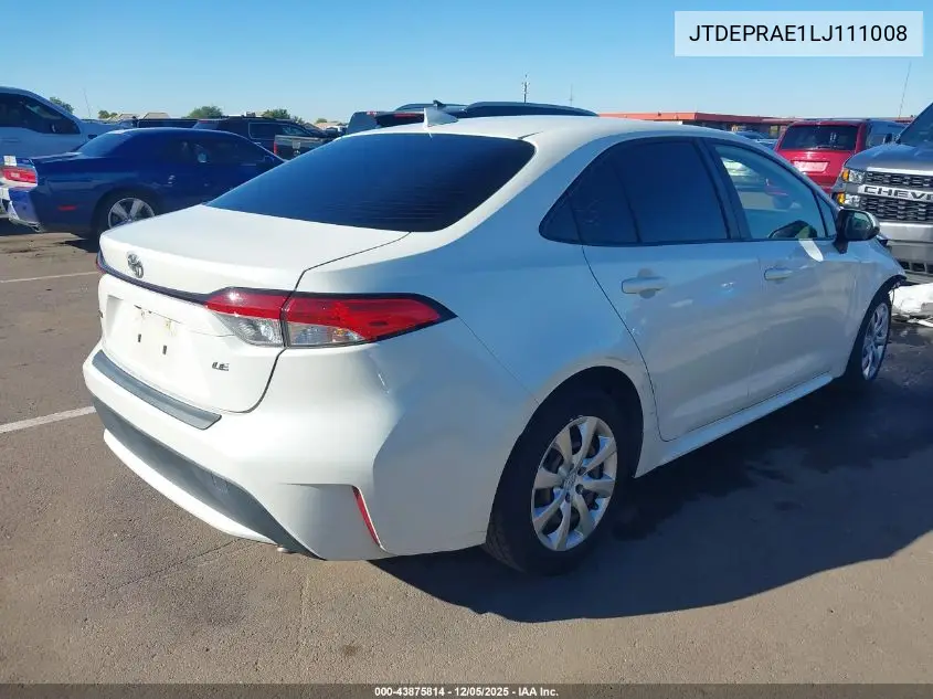 JTDEPRAE1LJ111008 2020 Toyota Corolla Le