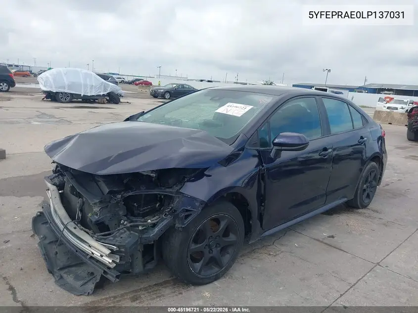 5YFEPRAE0LP137031 2020 Toyota Corolla Le