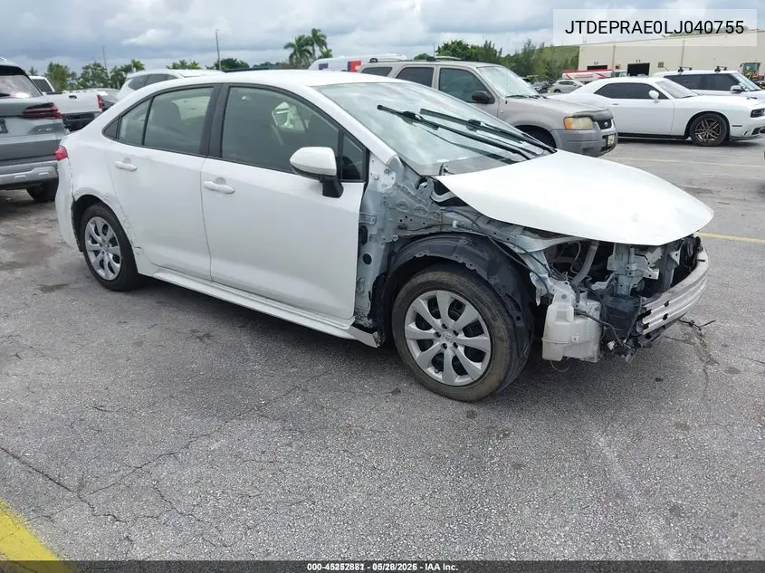 JTDEPRAE0LJ040755 2020 Toyota Corolla Le