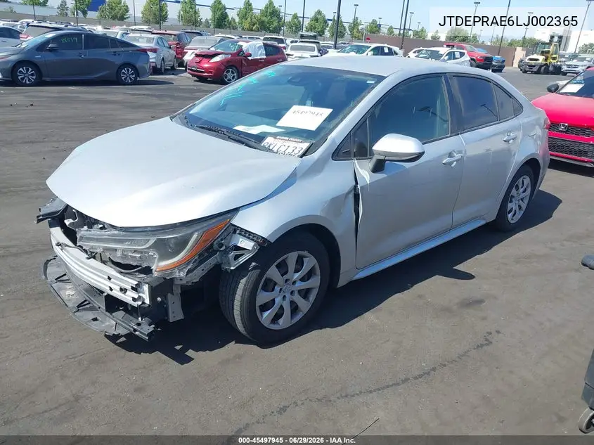 2020 Toyota Corolla Le VIN: JTDEPRAE6LJ002365 Lot: 45497945