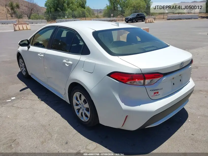 2020 Toyota Corolla Le VIN: JTDEPRAE4LJ050012 Lot: 45581766