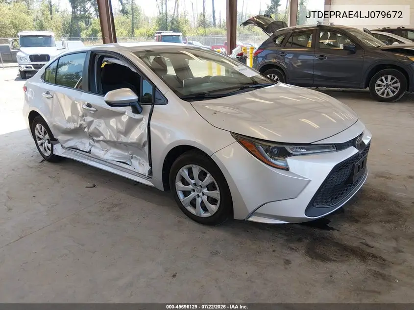 2020 Toyota Corolla Le VIN: JTDEPRAE4LJ079672 Lot: 45696129
