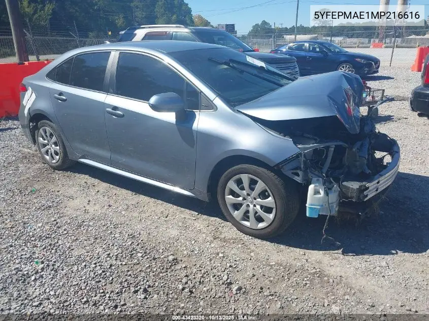 5YFEPMAE1MP216616 2021 Toyota Corolla Le