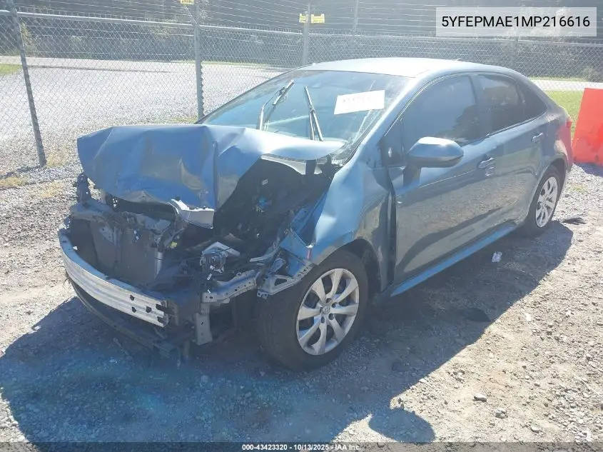 5YFEPMAE1MP216616 2021 Toyota Corolla Le