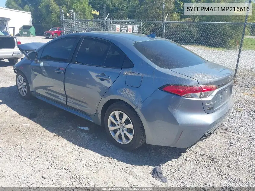 5YFEPMAE1MP216616 2021 Toyota Corolla Le