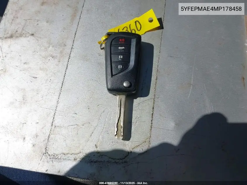 5YFEPMAE4MP178458 2021 Toyota Corolla Le
