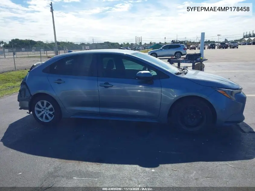 5YFEPMAE4MP178458 2021 Toyota Corolla Le