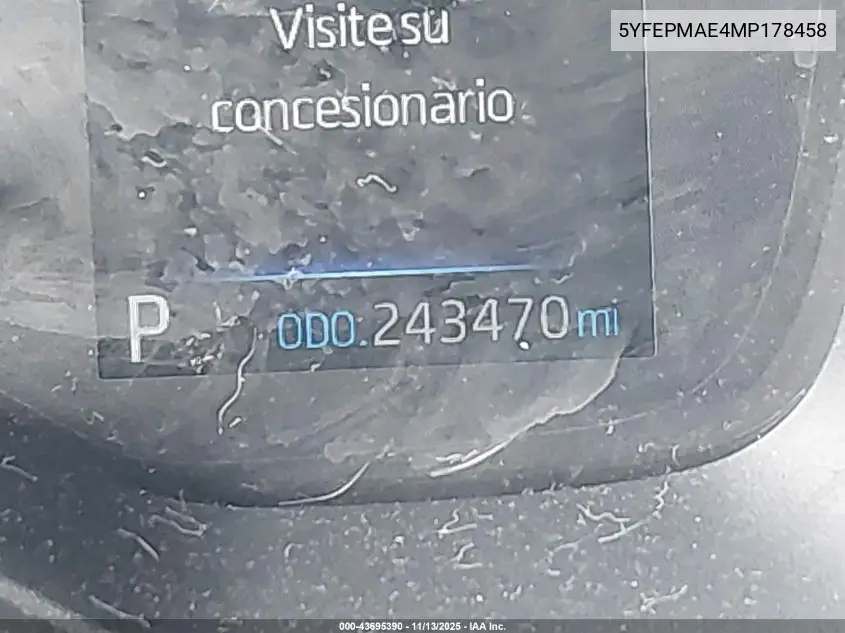 5YFEPMAE4MP178458 2021 Toyota Corolla Le