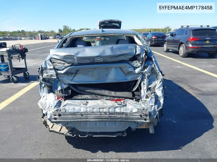 5YFEPMAE4MP178458 2021 Toyota Corolla Le