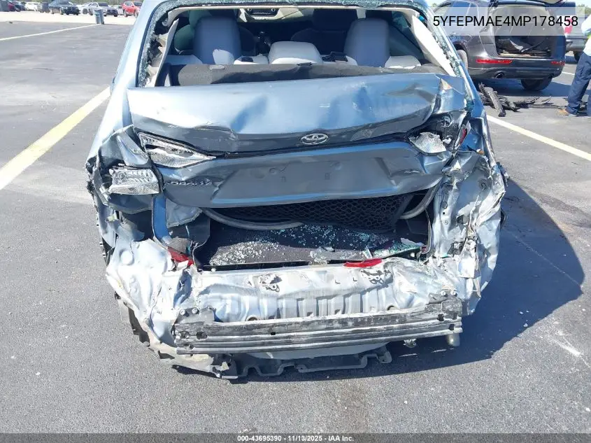 5YFEPMAE4MP178458 2021 Toyota Corolla Le