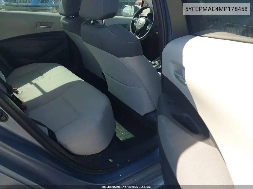 5YFEPMAE4MP178458 2021 Toyota Corolla Le