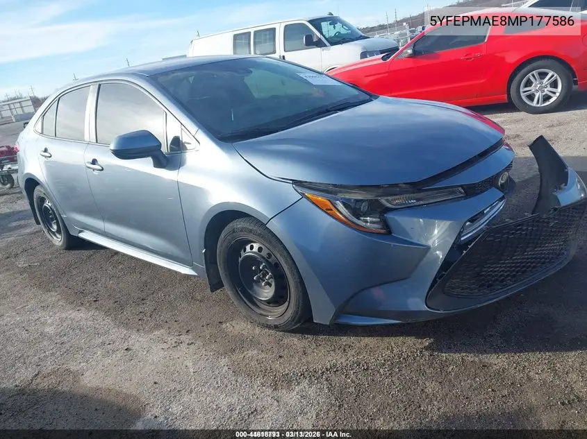 5YFEPMAE8MP177586 2021 Toyota Corolla Le