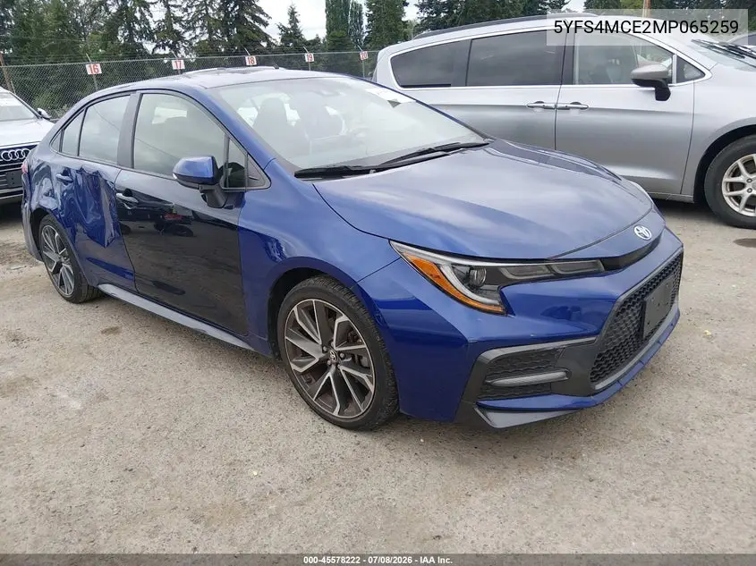 2021 Toyota Corolla Se VIN: 5YFS4MCE2MP065259 Lot: 45578222