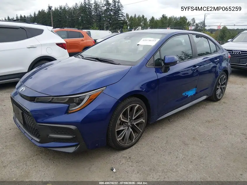 2021 Toyota Corolla Se VIN: 5YFS4MCE2MP065259 Lot: 45578222