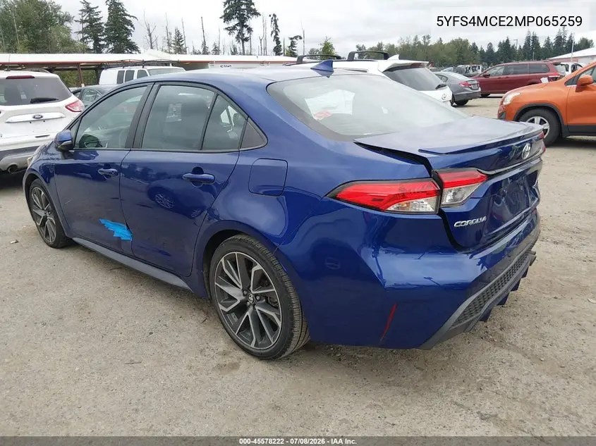 2021 Toyota Corolla Se VIN: 5YFS4MCE2MP065259 Lot: 45578222