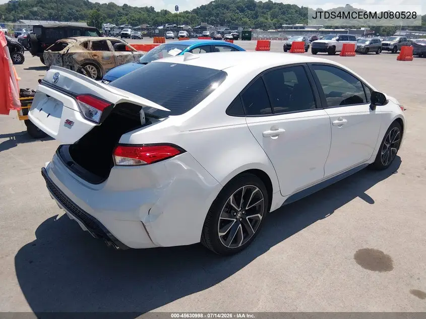 2021 Toyota Corolla Se VIN: JTDS4MCE6MJ080528 Lot: 45630998