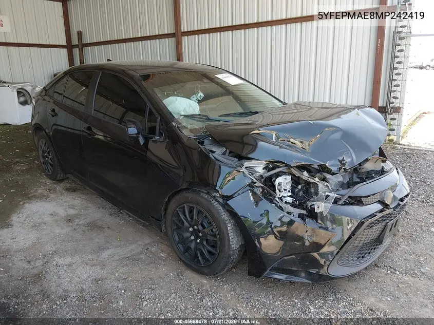 2021 Toyota Corolla Le VIN: 5YFEPMAE8MP242419 Lot: 45669478