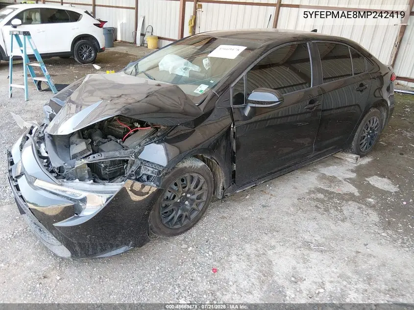 2021 Toyota Corolla Le VIN: 5YFEPMAE8MP242419 Lot: 45669478