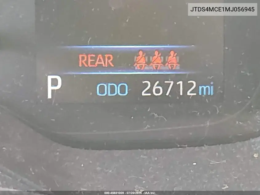 2021 Toyota Corolla Se VIN: JTDS4MCE1MJ056945 Lot: 45681009