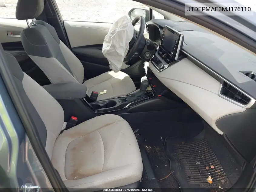 2021 Toyota Corolla Le VIN: JTDEPMAE3MJ176110 Lot: 45688044