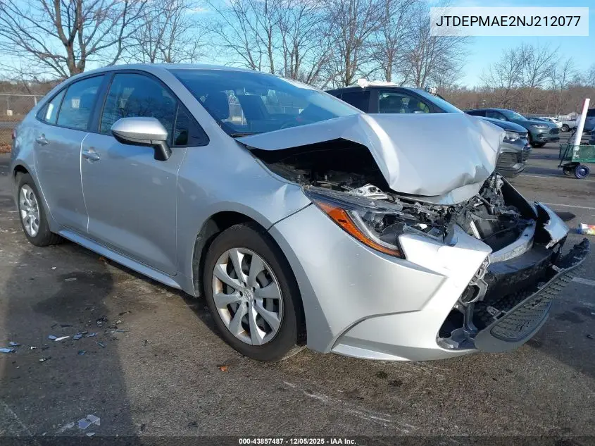 JTDEPMAE2NJ212077 2022 Toyota Corolla Le