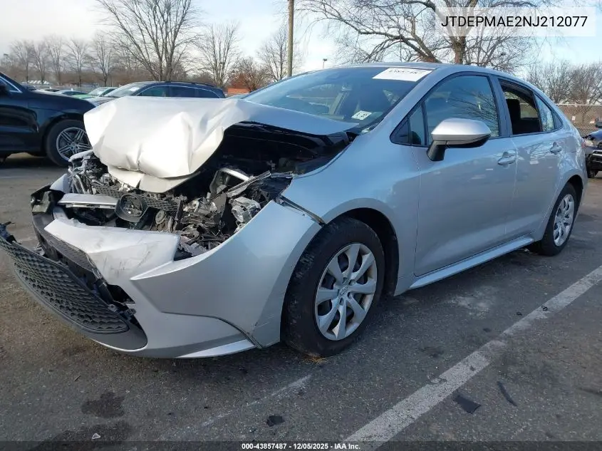 JTDEPMAE2NJ212077 2022 Toyota Corolla Le