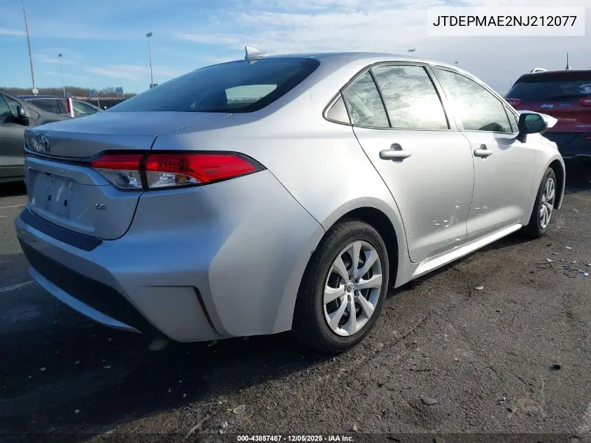 JTDEPMAE2NJ212077 2022 Toyota Corolla Le