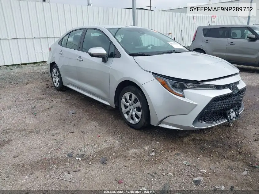 5YFEPMAE9NP289752 2022 Toyota Corolla Le