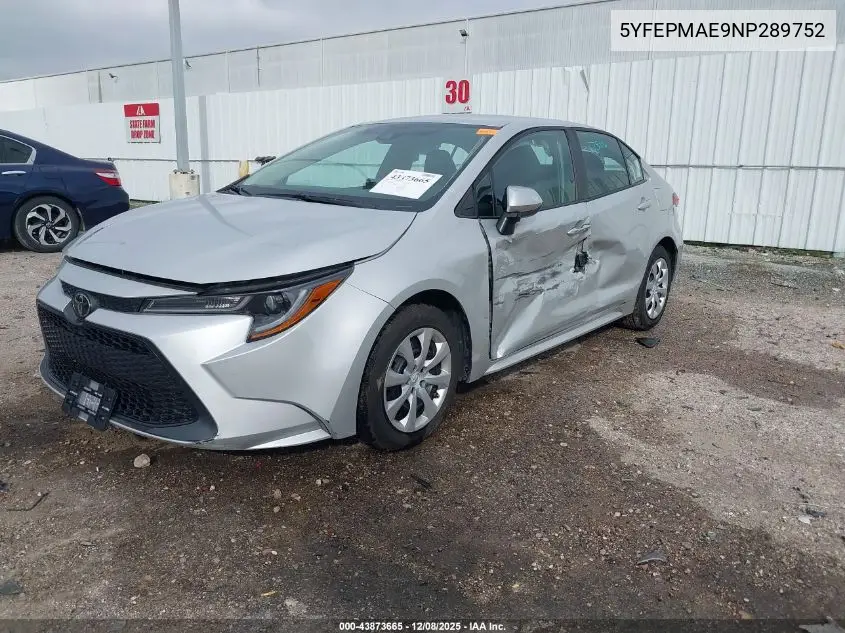 5YFEPMAE9NP289752 2022 Toyota Corolla Le