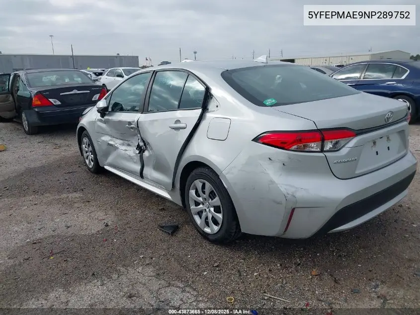 5YFEPMAE9NP289752 2022 Toyota Corolla Le
