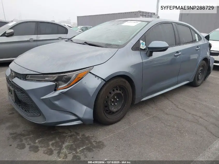 5YFEPMAE9NP288729 2022 Toyota Corolla Le