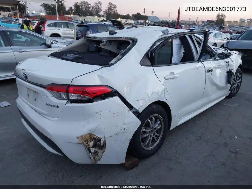 JTDEAMDE6N3001773 2022 Toyota Corolla Hybrid Le