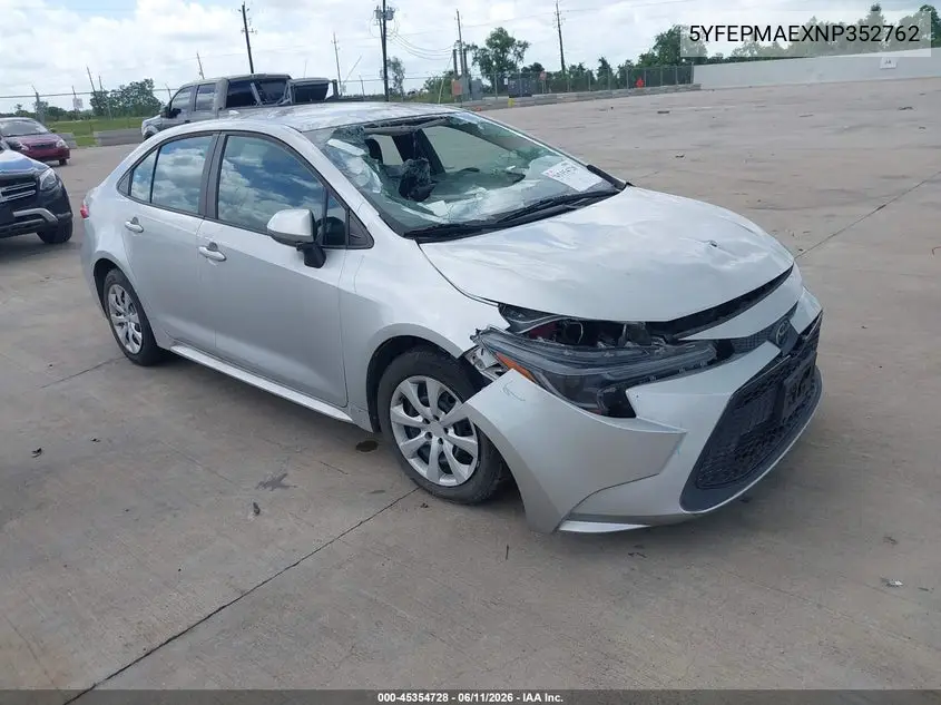 2022 Toyota Corolla Le VIN: 5YFEPMAEXNP352762 Lot: 45354728