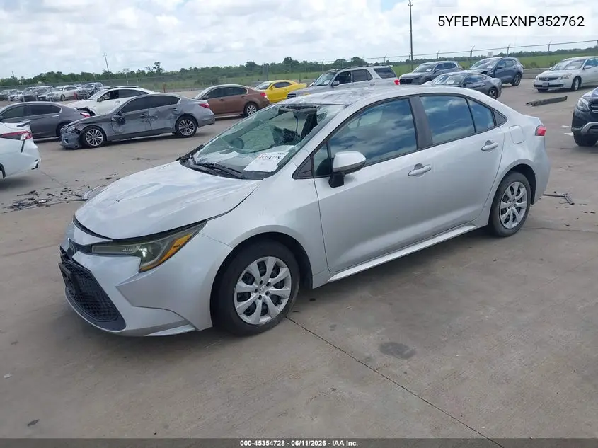 2022 Toyota Corolla Le VIN: 5YFEPMAEXNP352762 Lot: 45354728