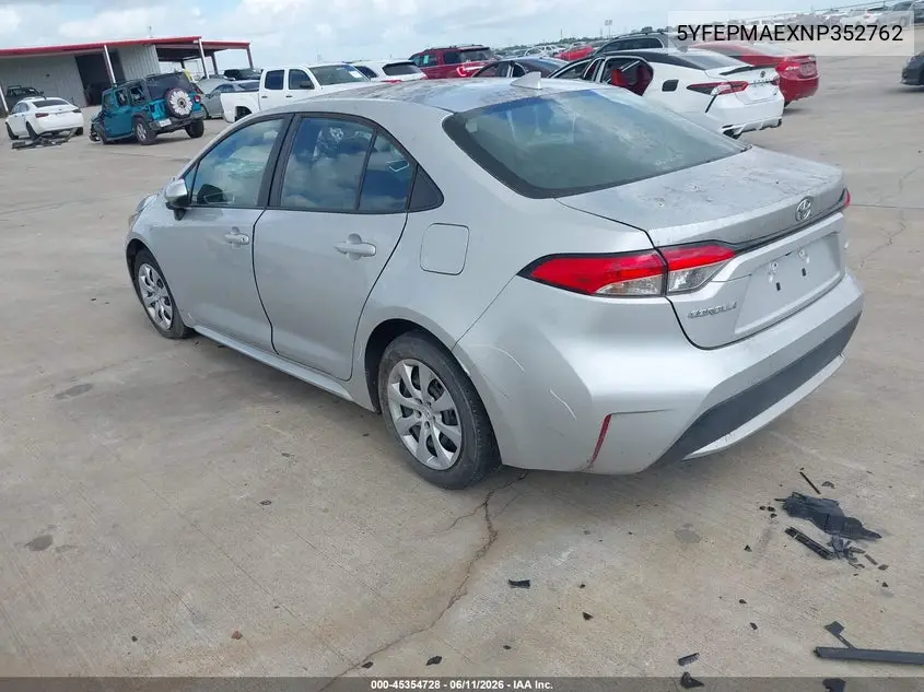 2022 Toyota Corolla Le VIN: 5YFEPMAEXNP352762 Lot: 45354728
