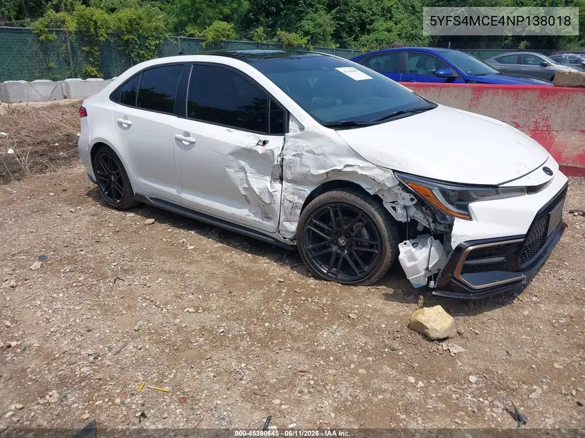 2022 Toyota Corolla Se Apex Edition VIN: 5YFS4MCE4NP138018 Lot: 45360645