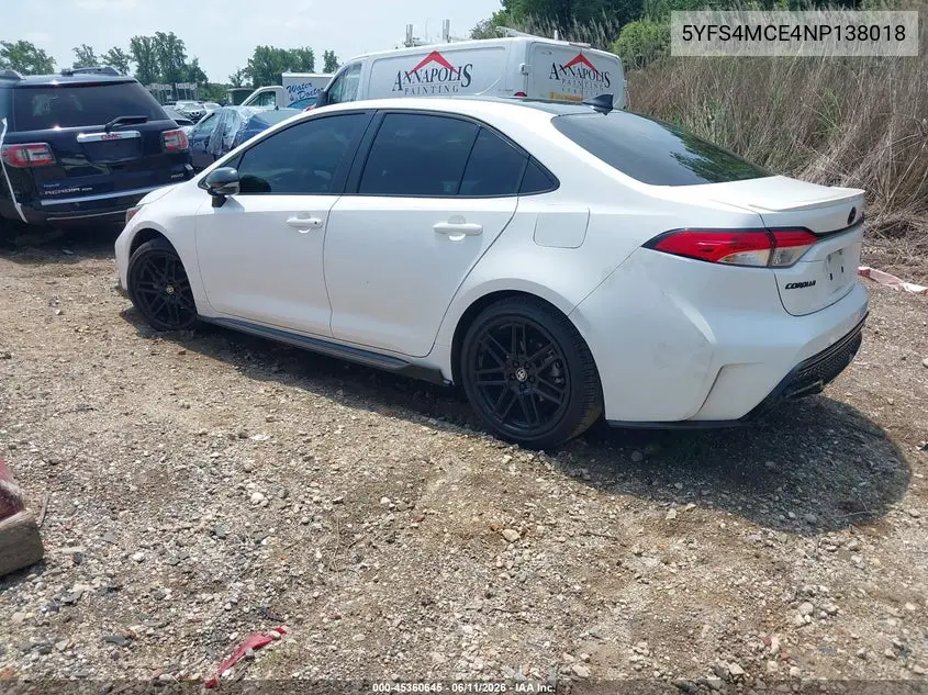 2022 Toyota Corolla Se Apex Edition VIN: 5YFS4MCE4NP138018 Lot: 45360645