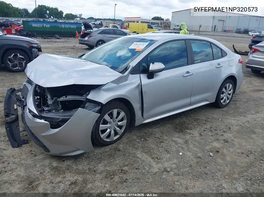 2022 Toyota Corolla Le VIN: 5YFEPMAE1NP320573 Lot: 45621042