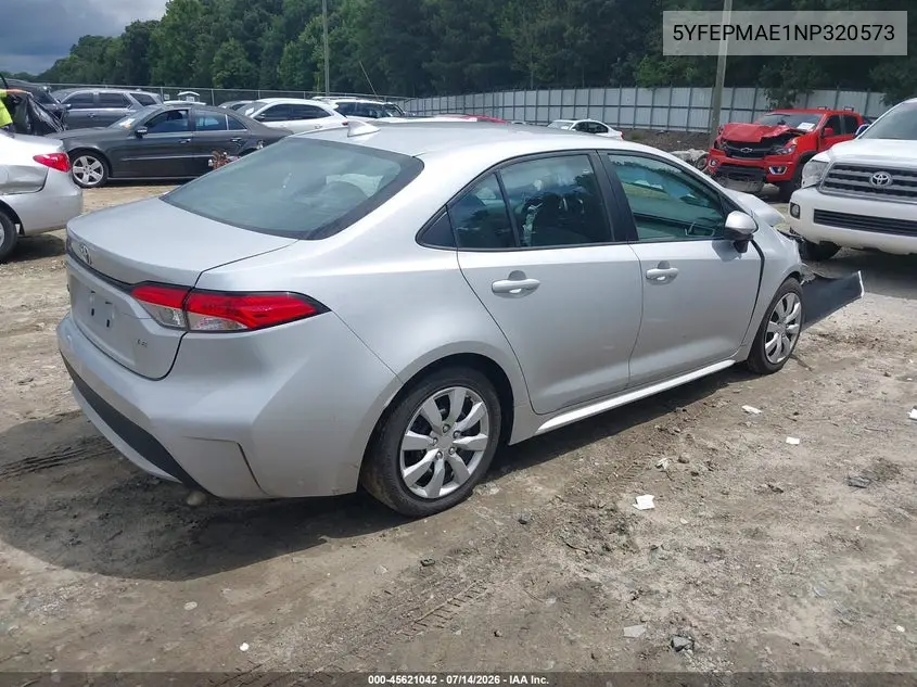 2022 Toyota Corolla Le VIN: 5YFEPMAE1NP320573 Lot: 45621042