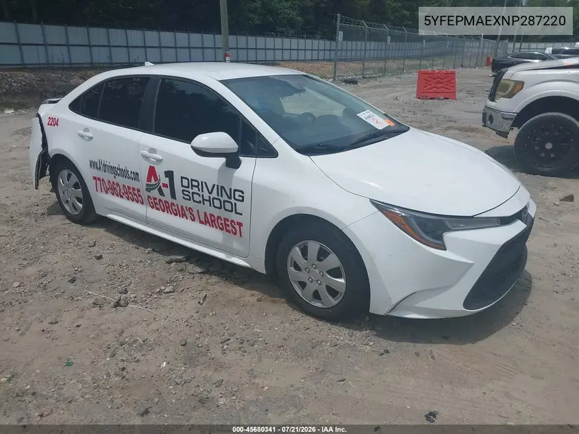 2022 Toyota Corolla Le VIN: 5YFEPMAEXNP287220 Lot: 45680341
