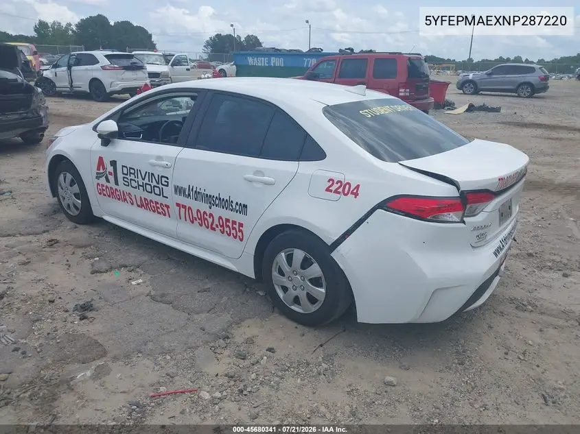 2022 Toyota Corolla Le VIN: 5YFEPMAEXNP287220 Lot: 45680341