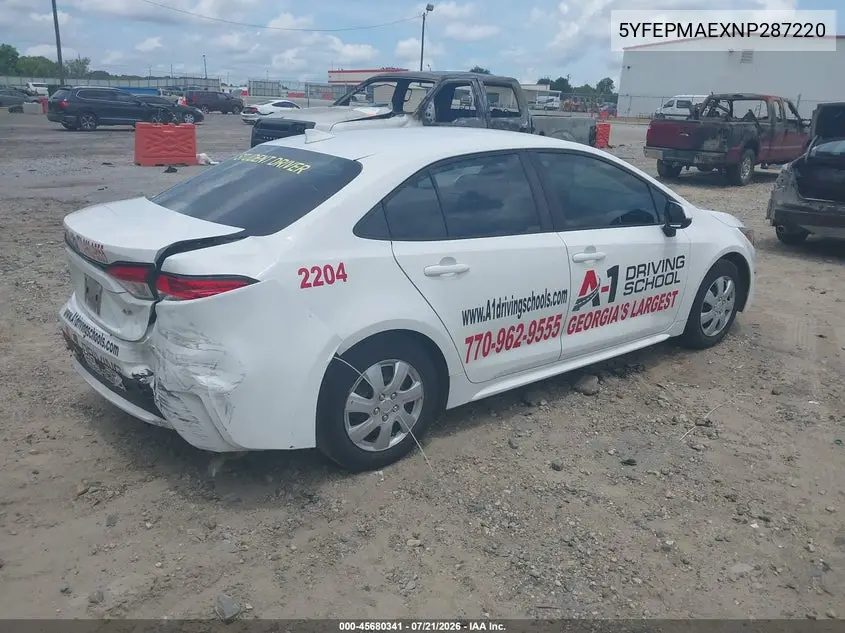 2022 Toyota Corolla Le VIN: 5YFEPMAEXNP287220 Lot: 45680341