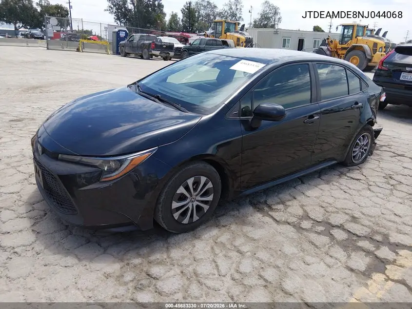 2022 Toyota Corolla Hybrid Le VIN: JTDEAMDE8NJ044068 Lot: 45683330