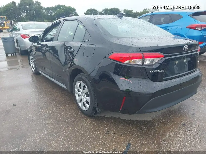 2024 Toyota Corolla Le VIN: 5YFB4MDE2RP118838 Lot: 45621168