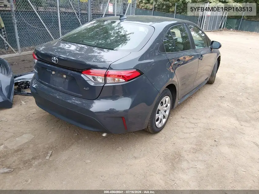 2024 Toyota Corolla Le VIN: 5YFB4MDE1RP163513 Lot: 45649841