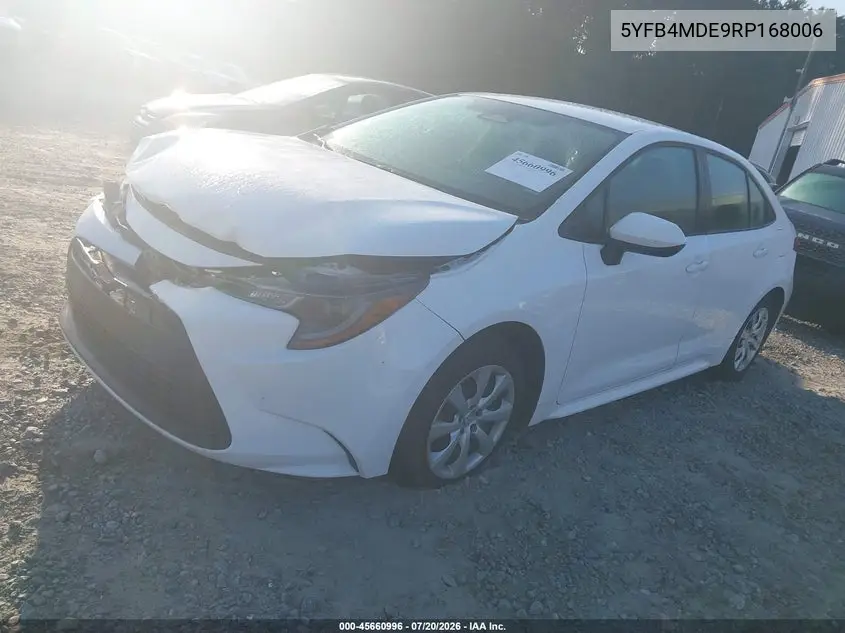 2024 Toyota Corolla Le VIN: 5YFB4MDE9RP168006 Lot: 45660996