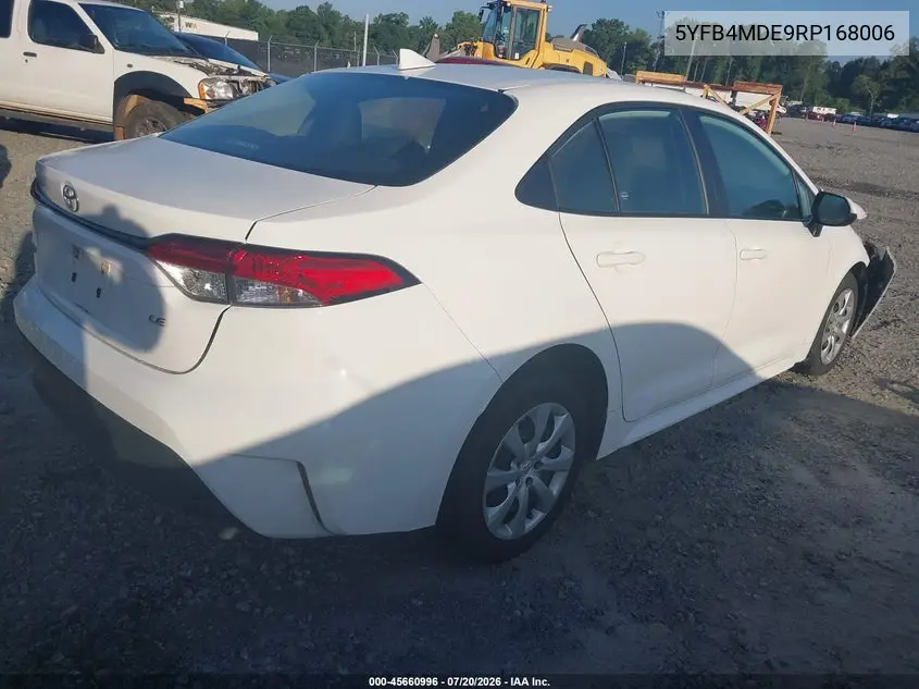 2024 Toyota Corolla Le VIN: 5YFB4MDE9RP168006 Lot: 45660996