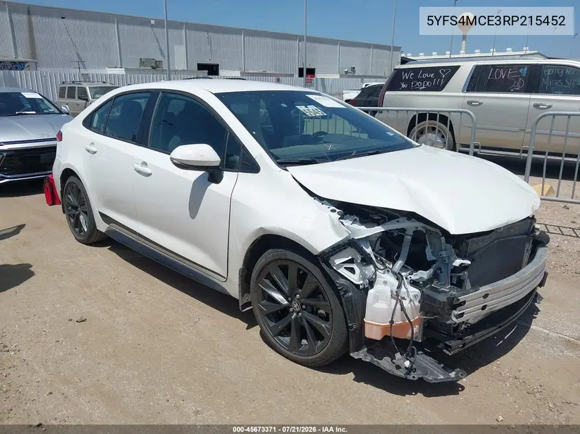 2024 Toyota Corolla Se VIN: 5YFS4MCE3RP215452 Lot: 45673371