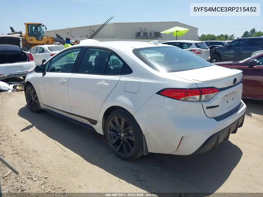 2024 Toyota Corolla Se VIN: 5YFS4MCE3RP215452 Lot: 45673371